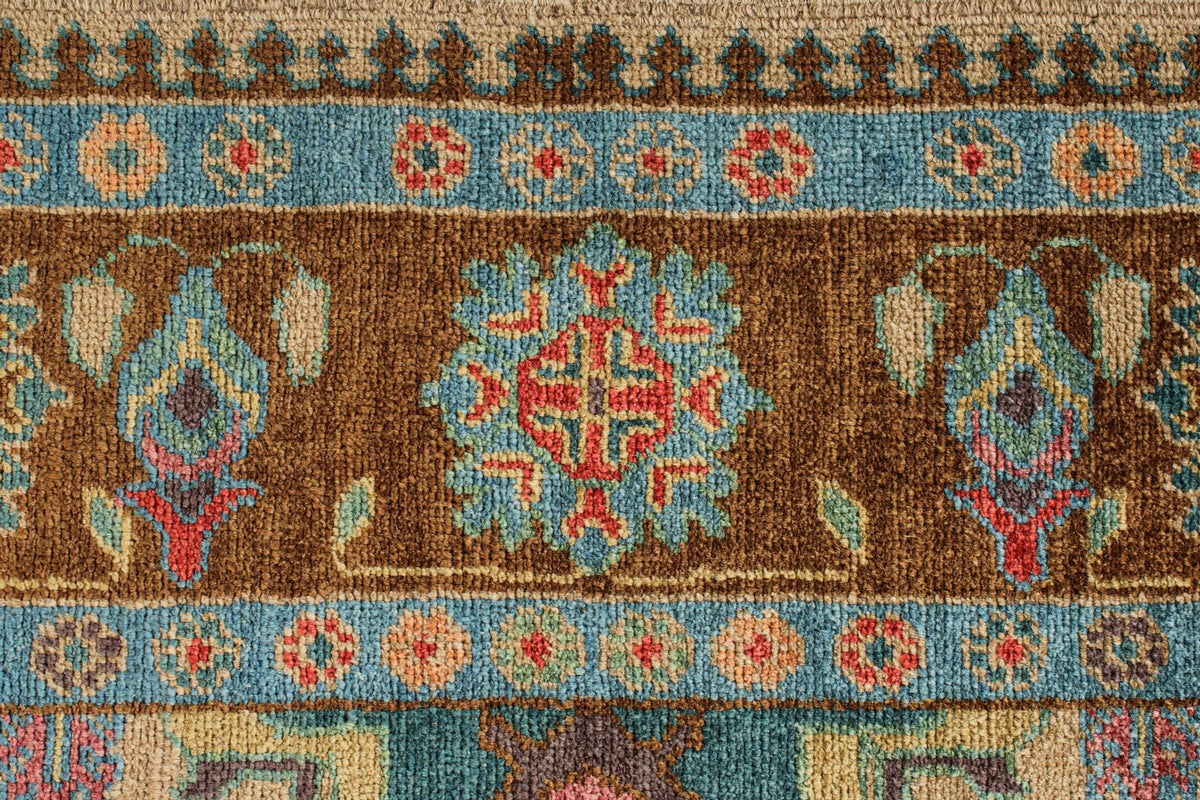 6x9 Blue and Brown Turkish Oushak Rug