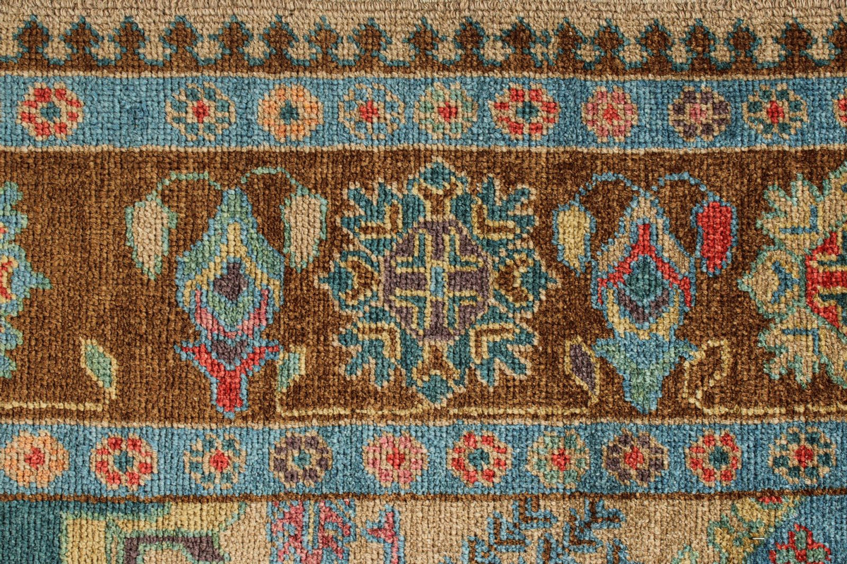 6x9 Blue and Brown Turkish Oushak Rug