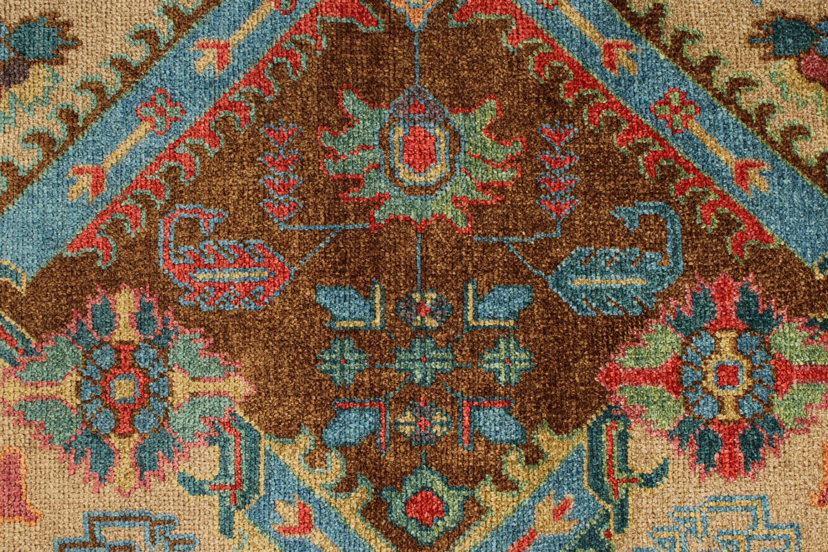 6x9 Blue and Brown Turkish Oushak Rug