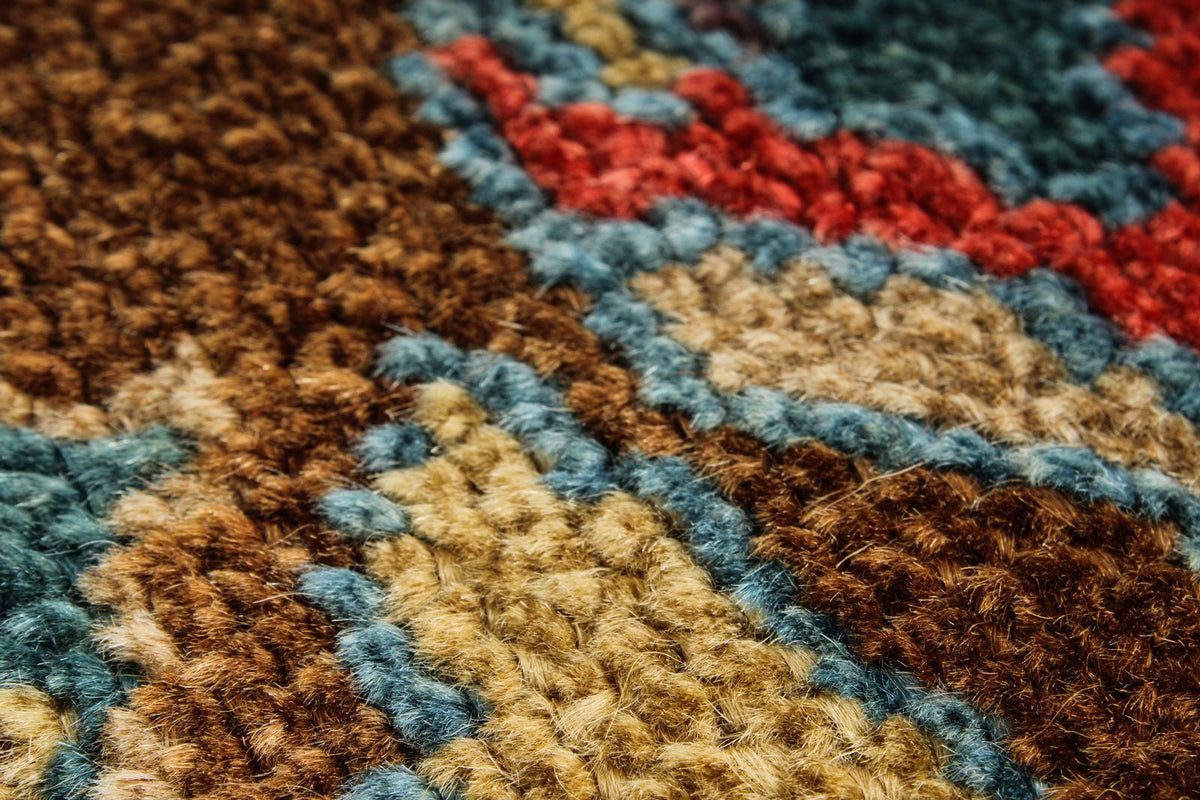 6x9 Blue and Brown Turkish Oushak Rug