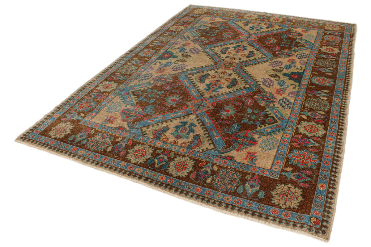 6x9 Blue and Brown Turkish Oushak Rug