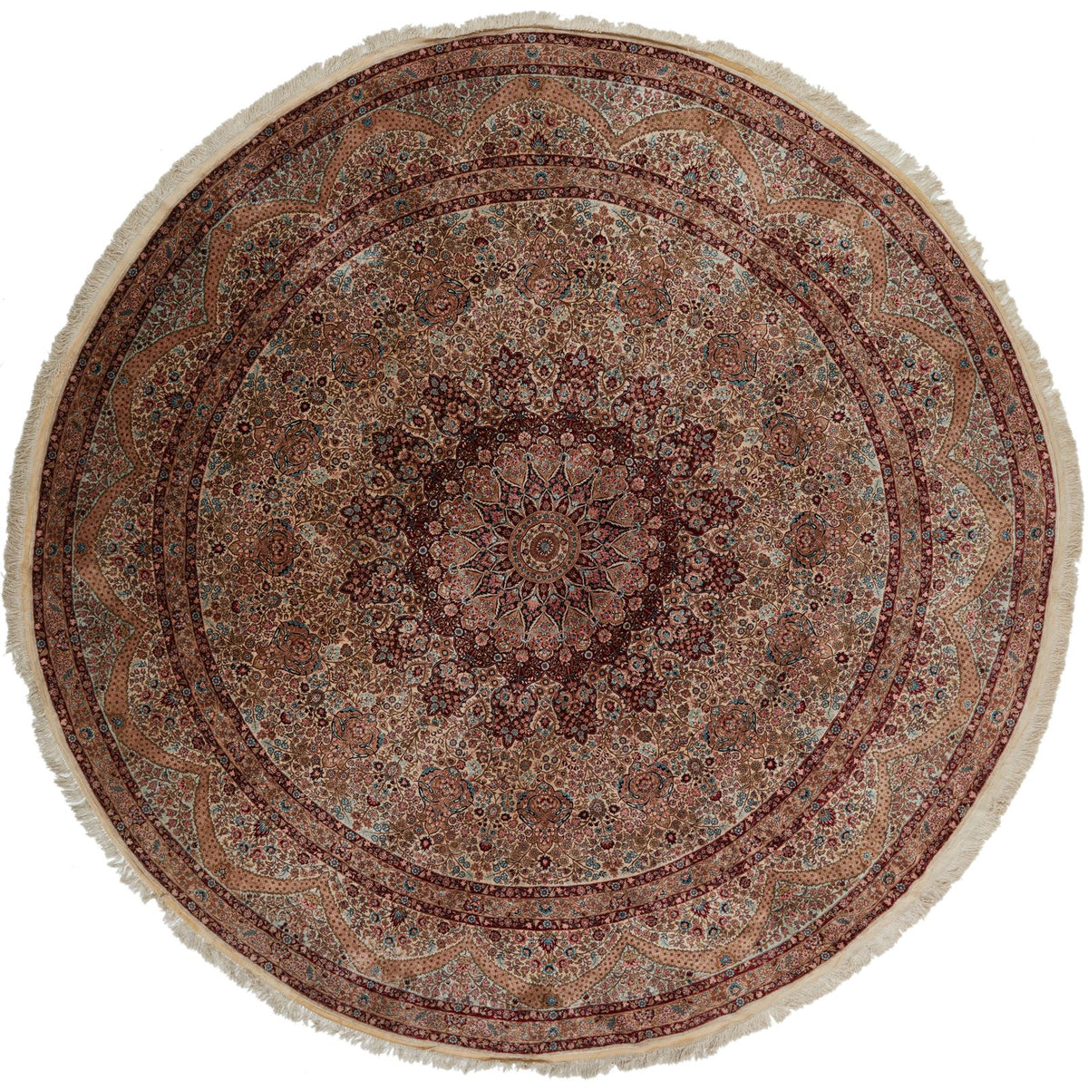 10x10 Pink and Multicolor Turkish Silk Rug