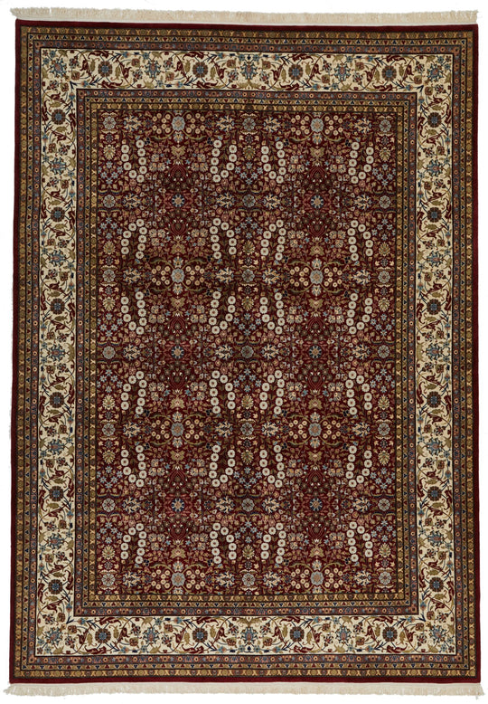 8x11 Red and Ivory Turkish Silk Rug