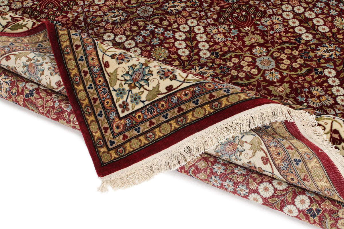 8x11 Red and Ivory Turkish Silk Rug