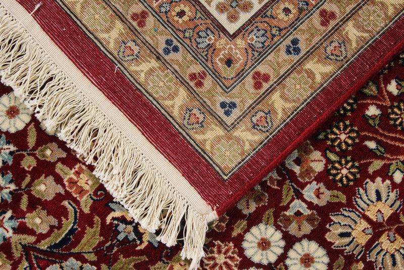 8x11 Red and Ivory Turkish Silk Rug