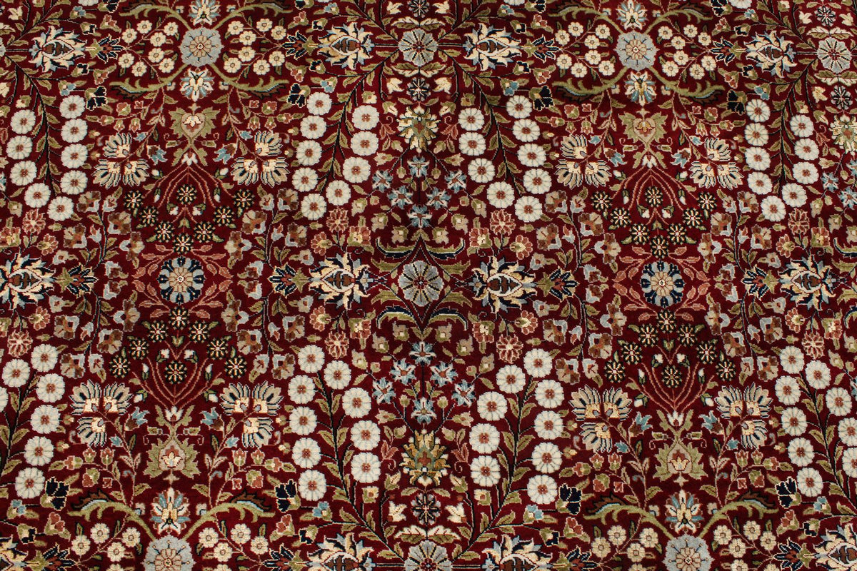 8x11 Red and Ivory Turkish Silk Rug