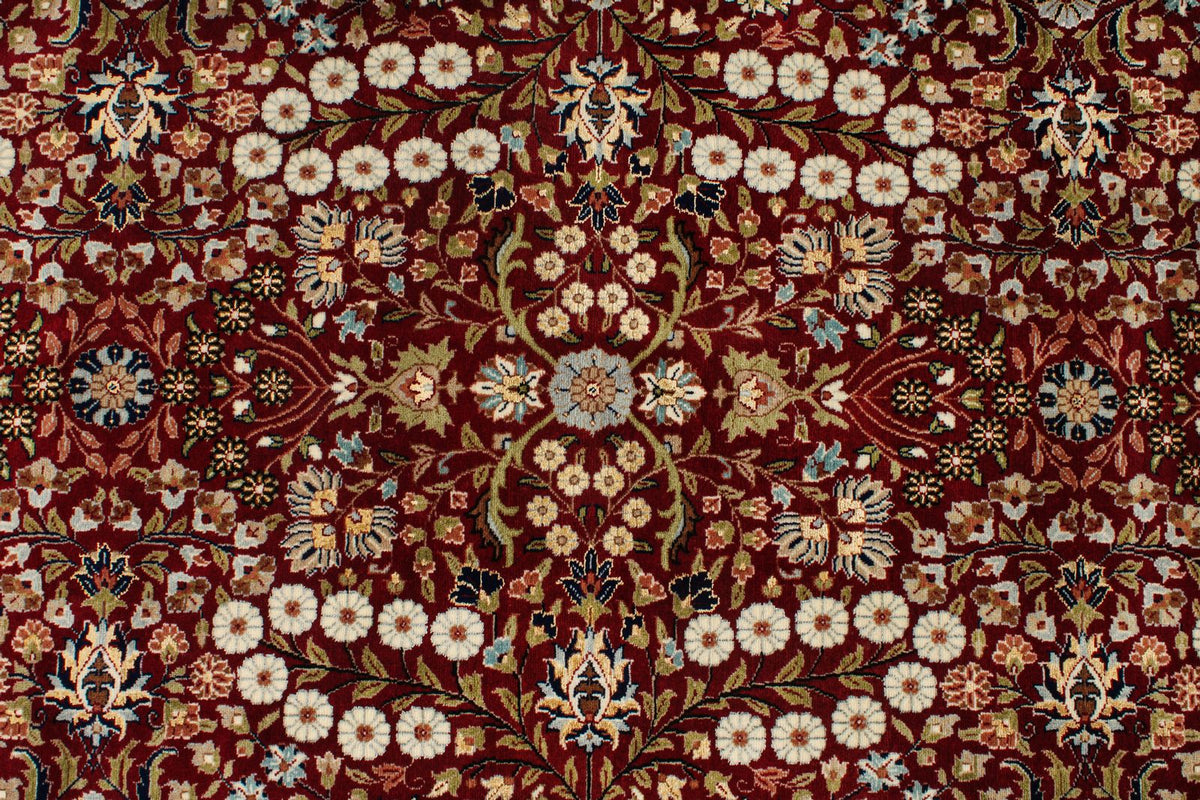 8x11 Red and Ivory Turkish Silk Rug