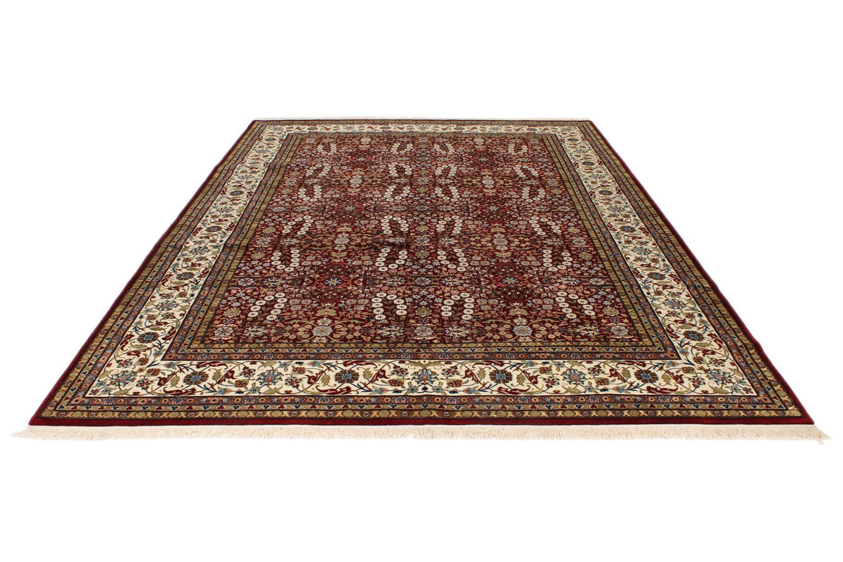 8x11 Red and Ivory Turkish Silk Rug