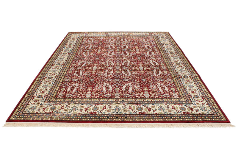 8x11 Red and Ivory Turkish Silk Rug