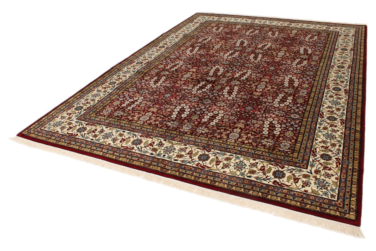 8x11 Red and Ivory Turkish Silk Rug