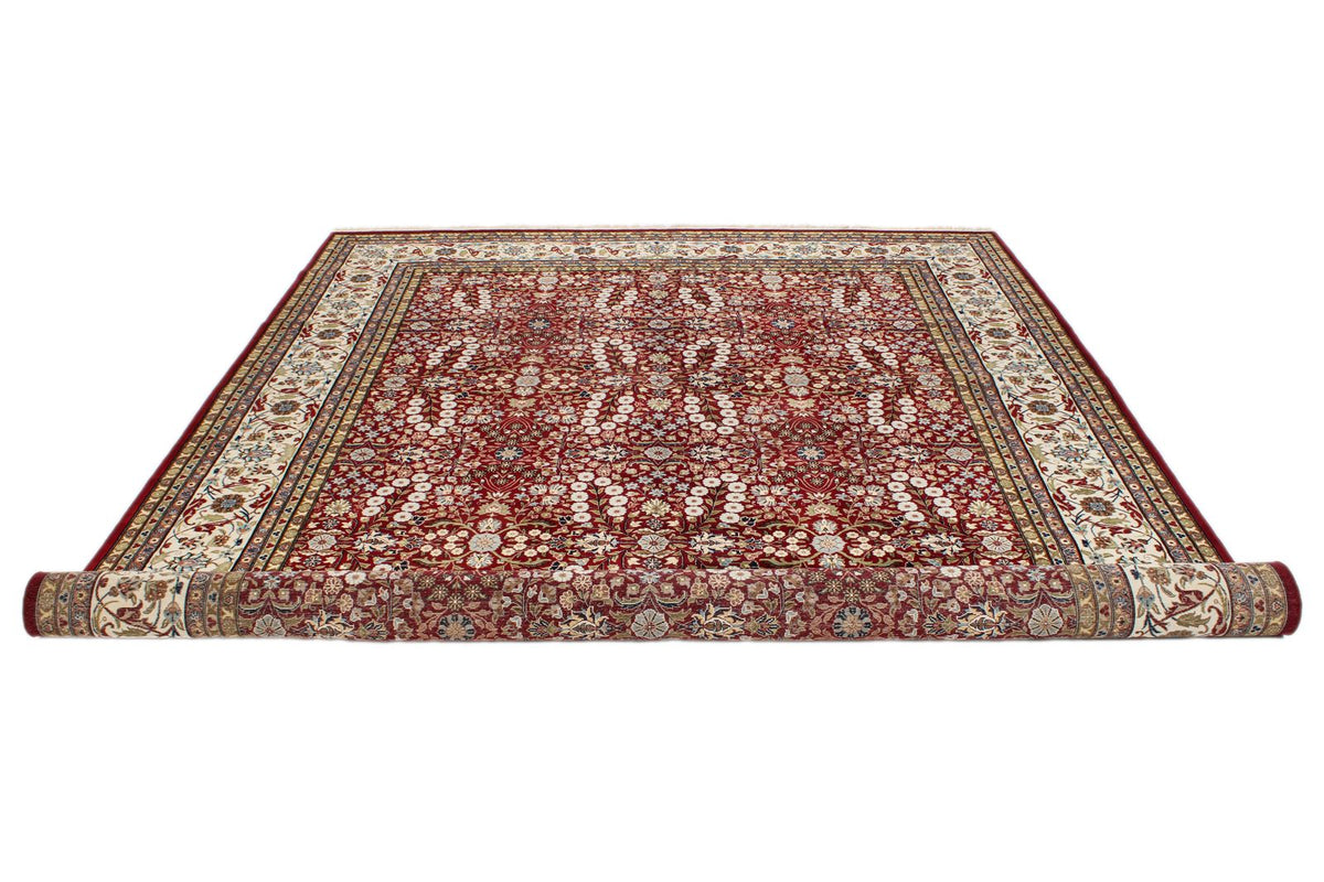 8x11 Red and Ivory Turkish Silk Rug