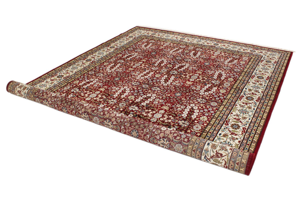 8x11 Red and Ivory Turkish Silk Rug
