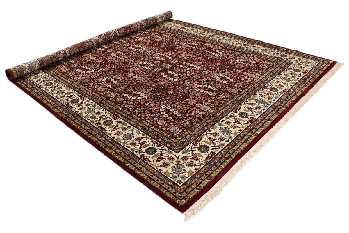 8x11 Red and Ivory Turkish Silk Rug