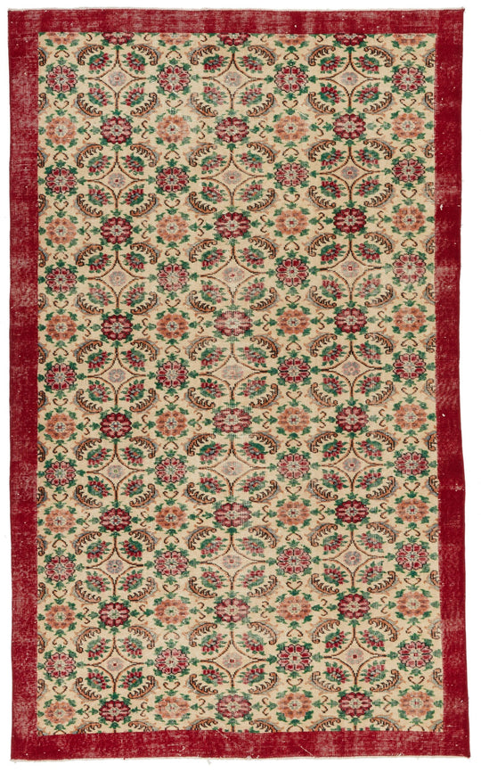 6x10 Red and Multicolor Modern Contemporary Rug