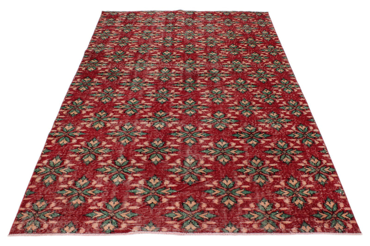 5x9 Red and Multicolor Modern Contemporary Rug