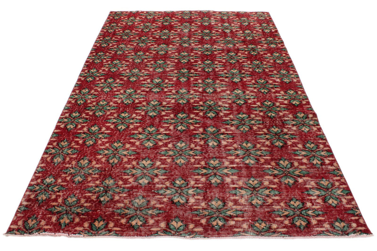 5x9 Red and Multicolor Modern Contemporary Rug