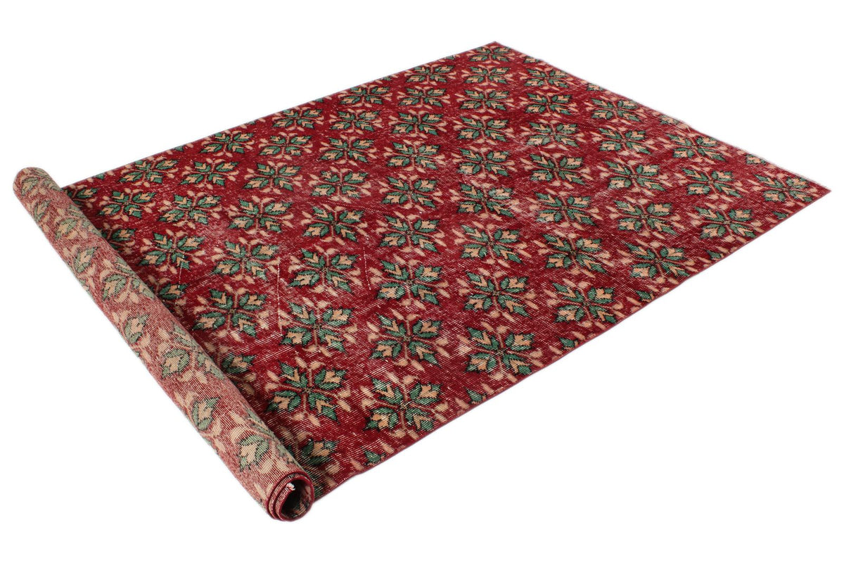 5x9 Red and Multicolor Modern Contemporary Rug
