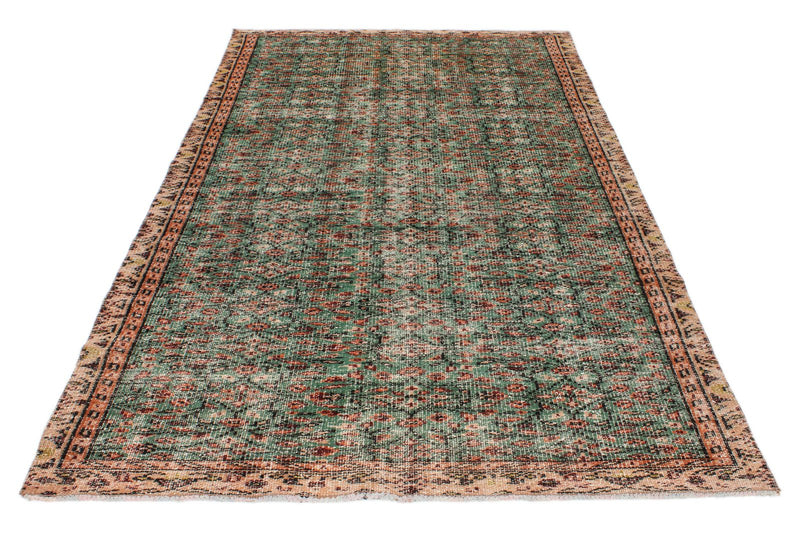 5x9 Green and Multicolor Modern Contemporary Rug