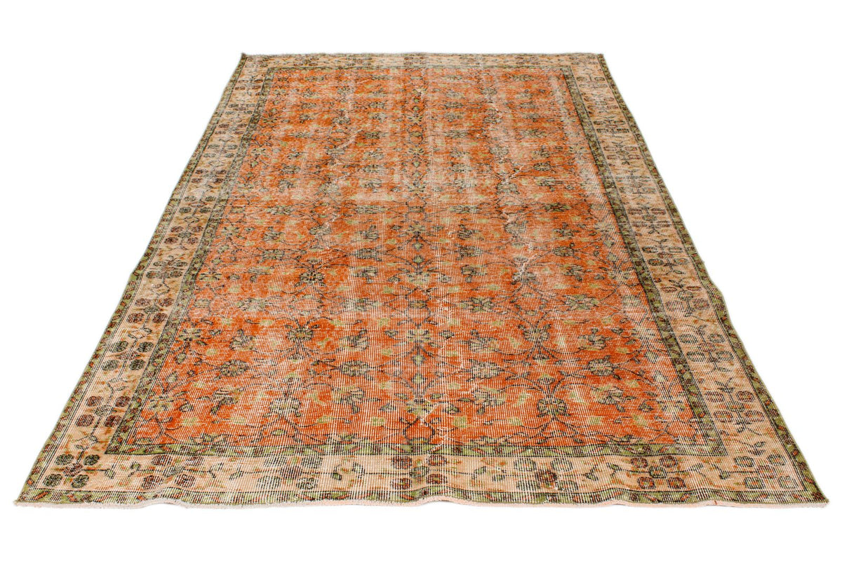 6x9 Orange and Ivory Modern Contemporary Rug
