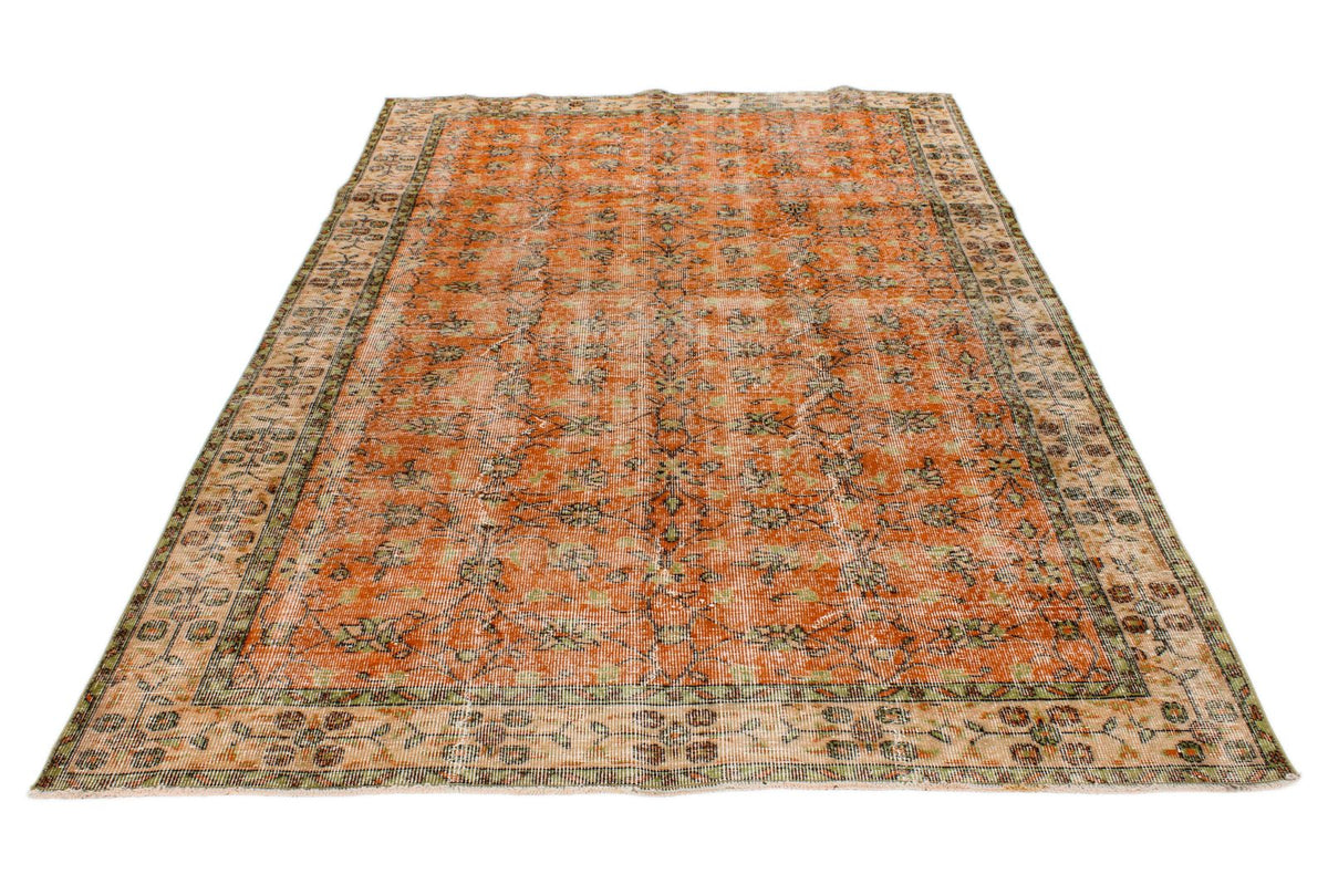 6x9 Orange and Ivory Modern Contemporary Rug