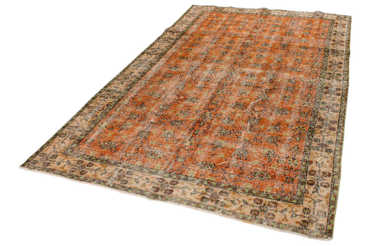 6x9 Orange and Ivory Modern Contemporary Rug