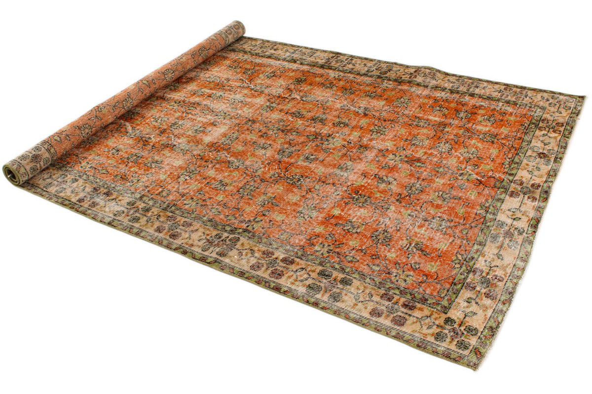 6x9 Orange and Ivory Modern Contemporary Rug