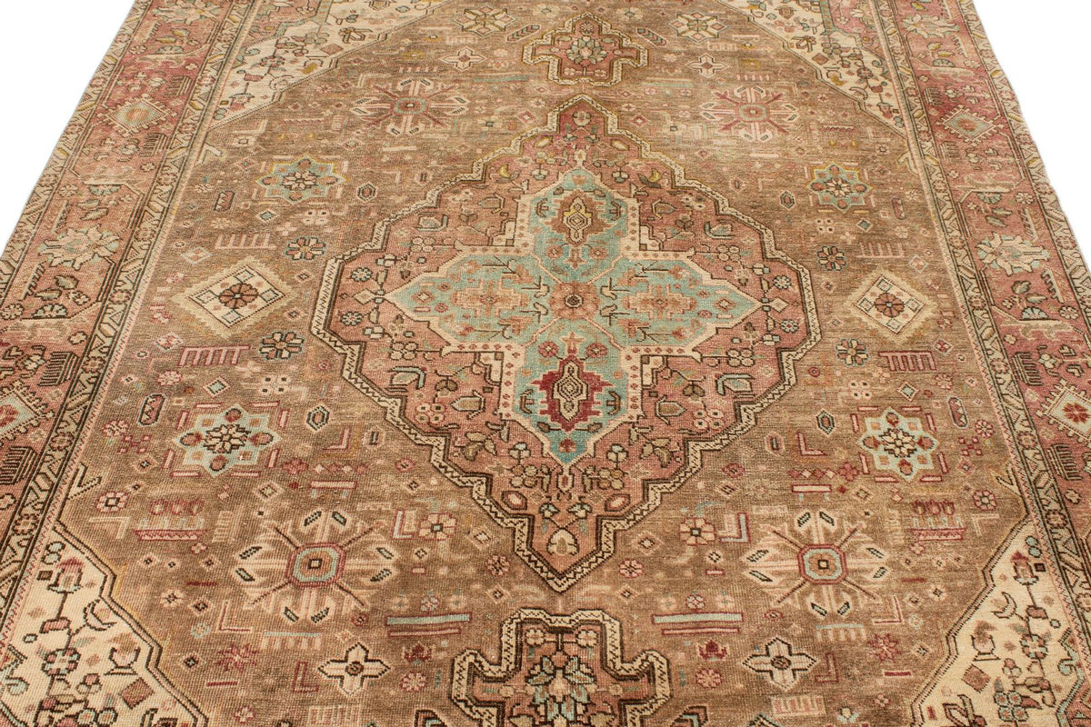 6x9 Brown and Pink Modern Contemporary Rug