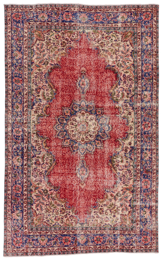 6x10 Red and Navy Modern Contemporary Rug