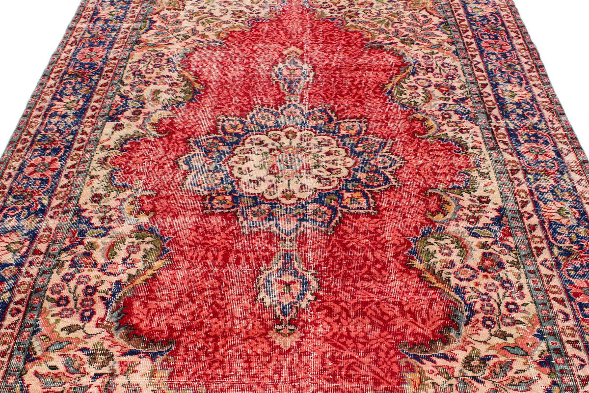 6x10 Red and Navy Modern Contemporary Rug