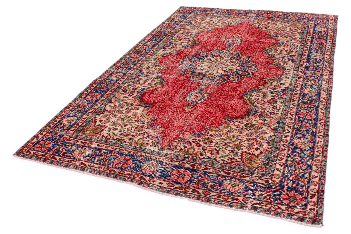 6x10 Red and Navy Modern Contemporary Rug