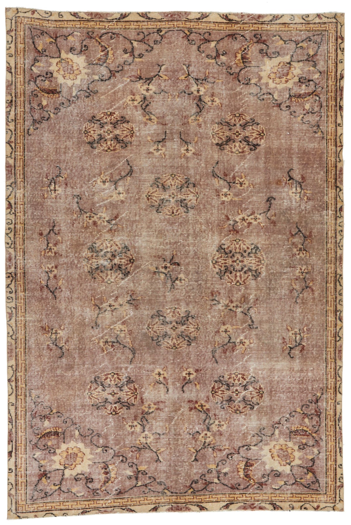 6x9 Ivory and Brown Modern Contemporary Rug