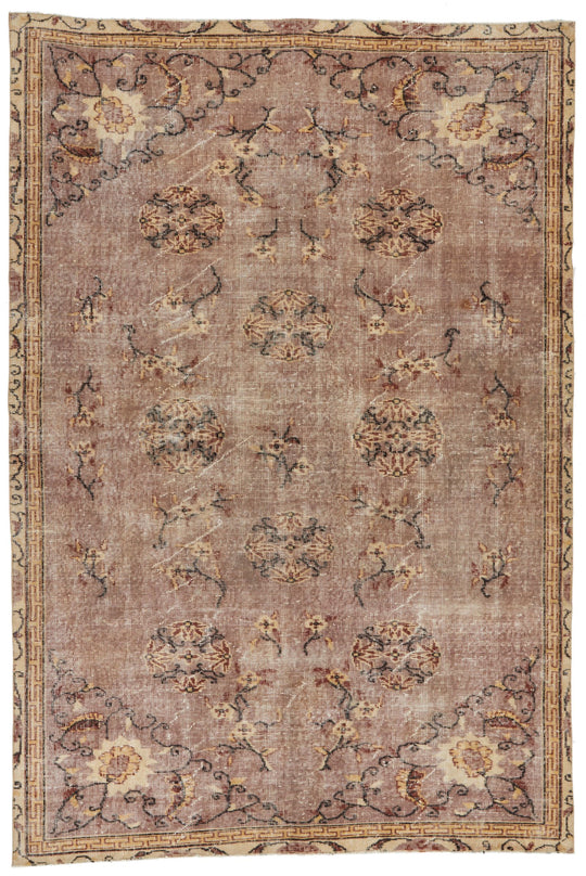 6x9 Ivory and Brown Modern Contemporary Rug