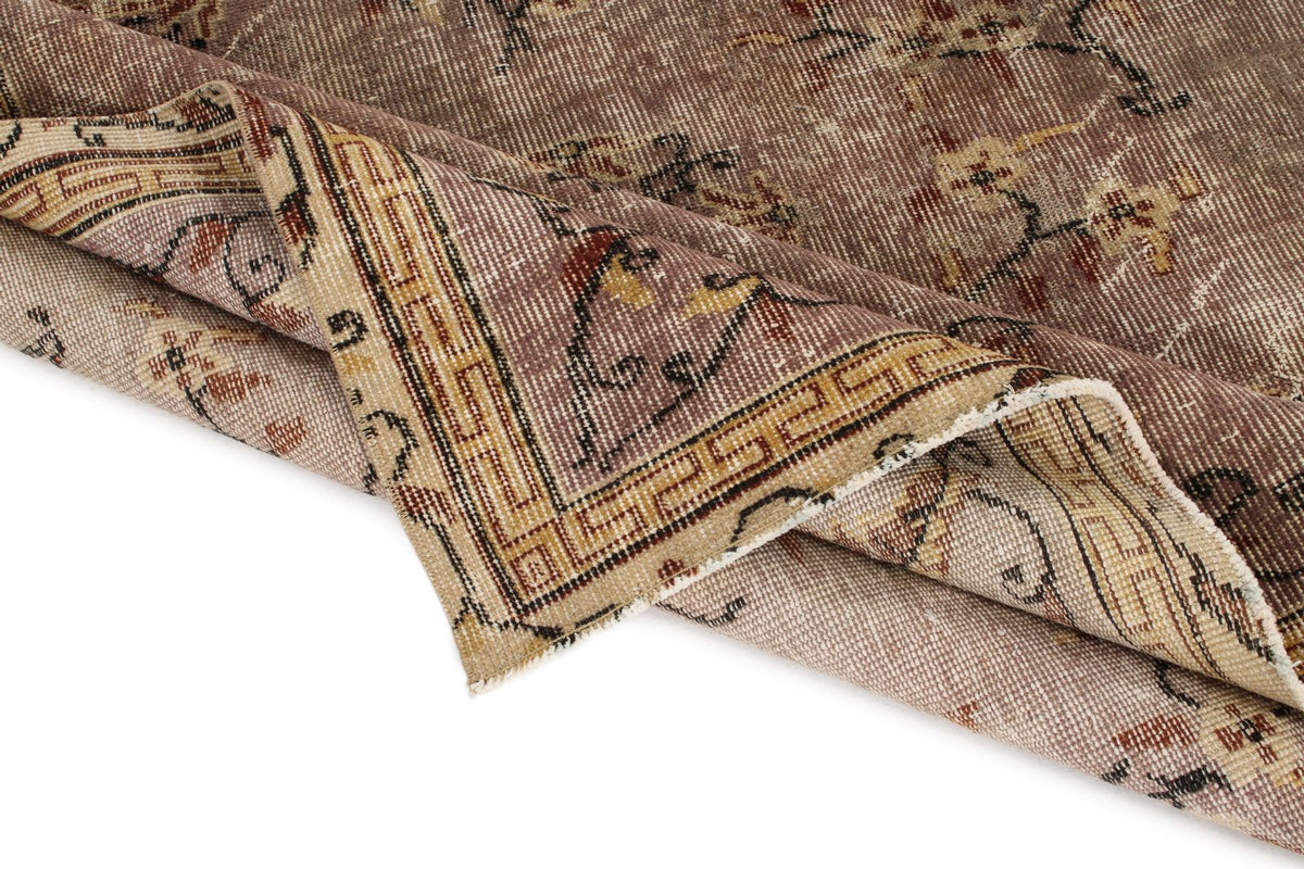 6x9 Ivory and Brown Modern Contemporary Rug