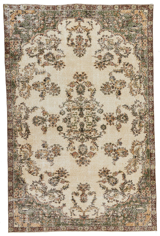 6x10 Beige and Multicolor Modern Contemporary Rug