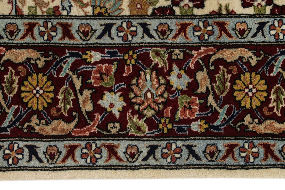 5x7 Ivory and Red Turkish Silk Rug