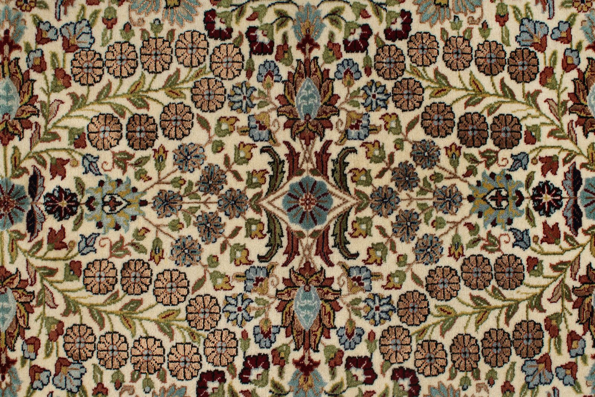 5x7 Ivory and Red Turkish Silk Rug