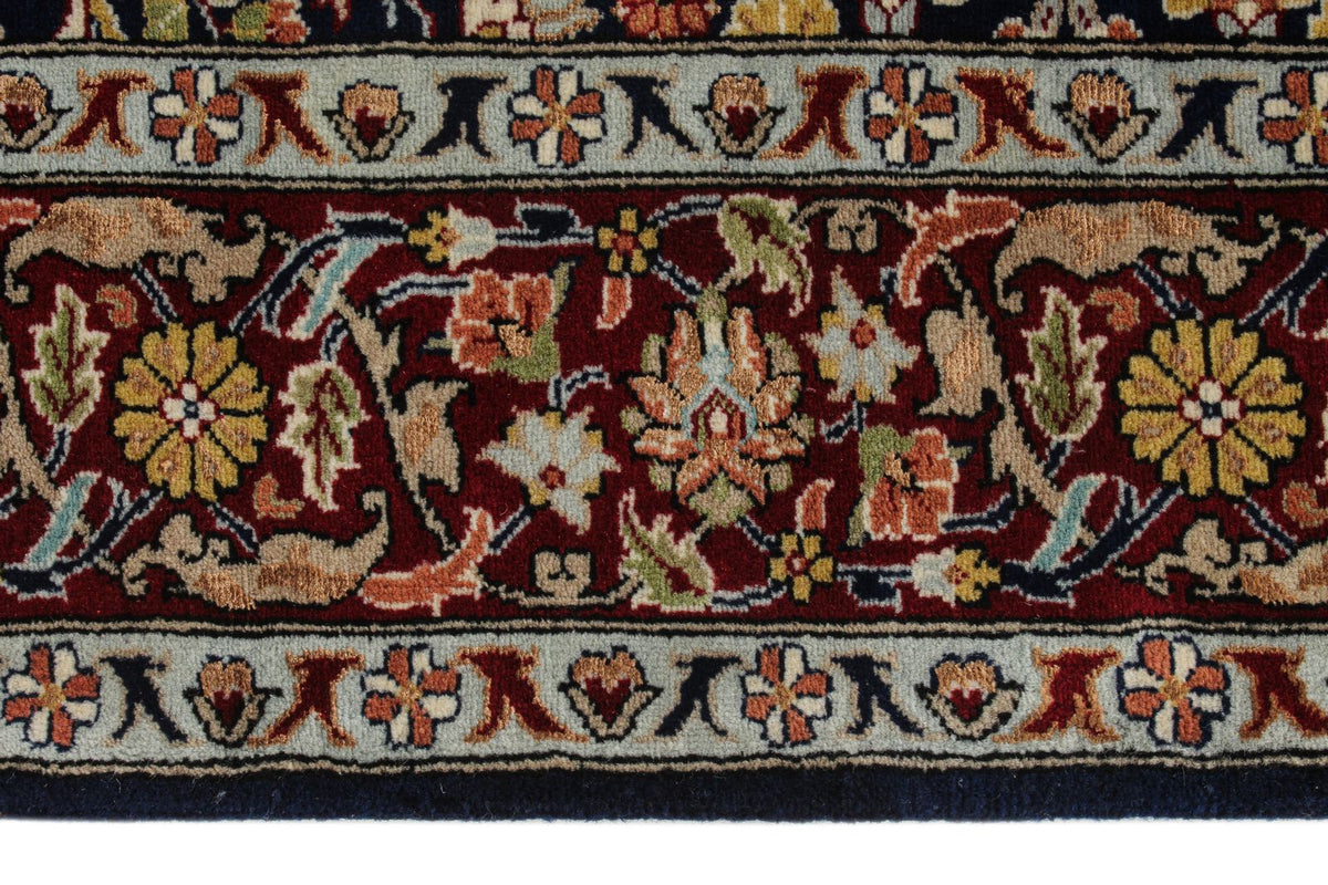 5x7 Navy and Burgundy Turkish Silk Rug