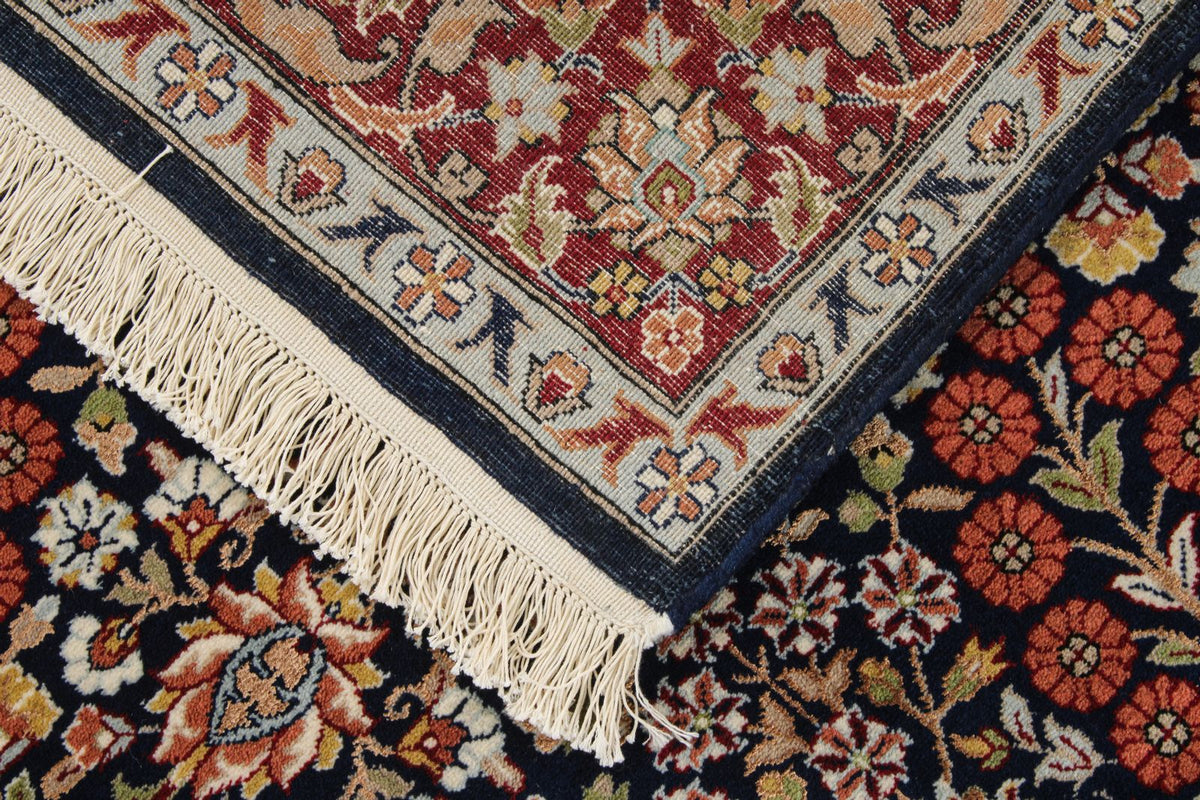 5x7 Navy and Burgundy Turkish Silk Rug