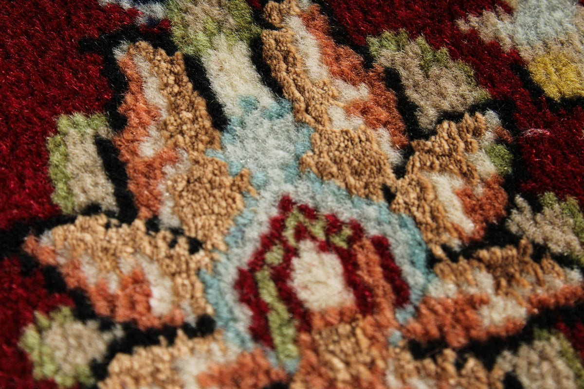 5x7 Navy and Burgundy Turkish Silk Rug