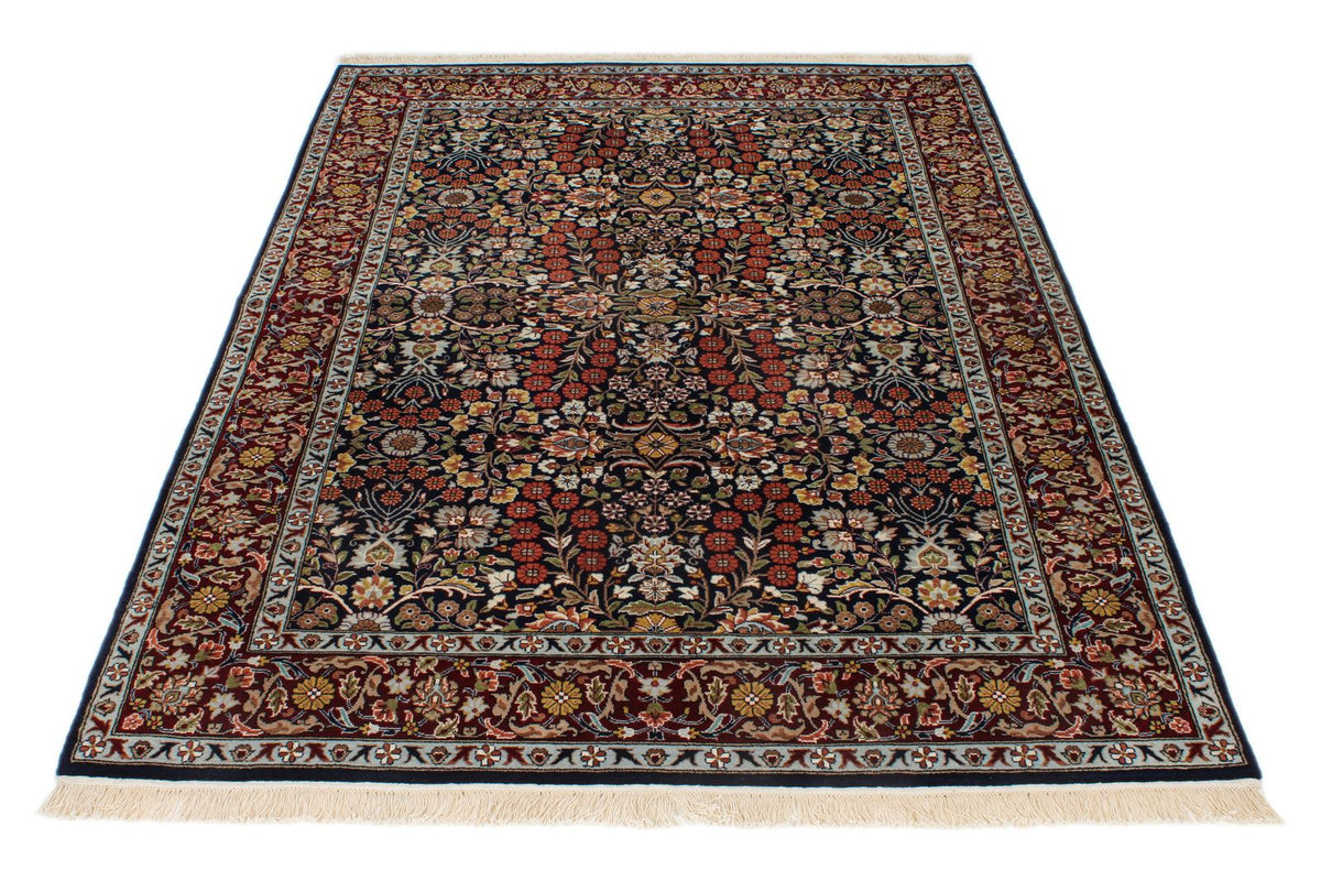 5x7 Navy and Burgundy Turkish Silk Rug