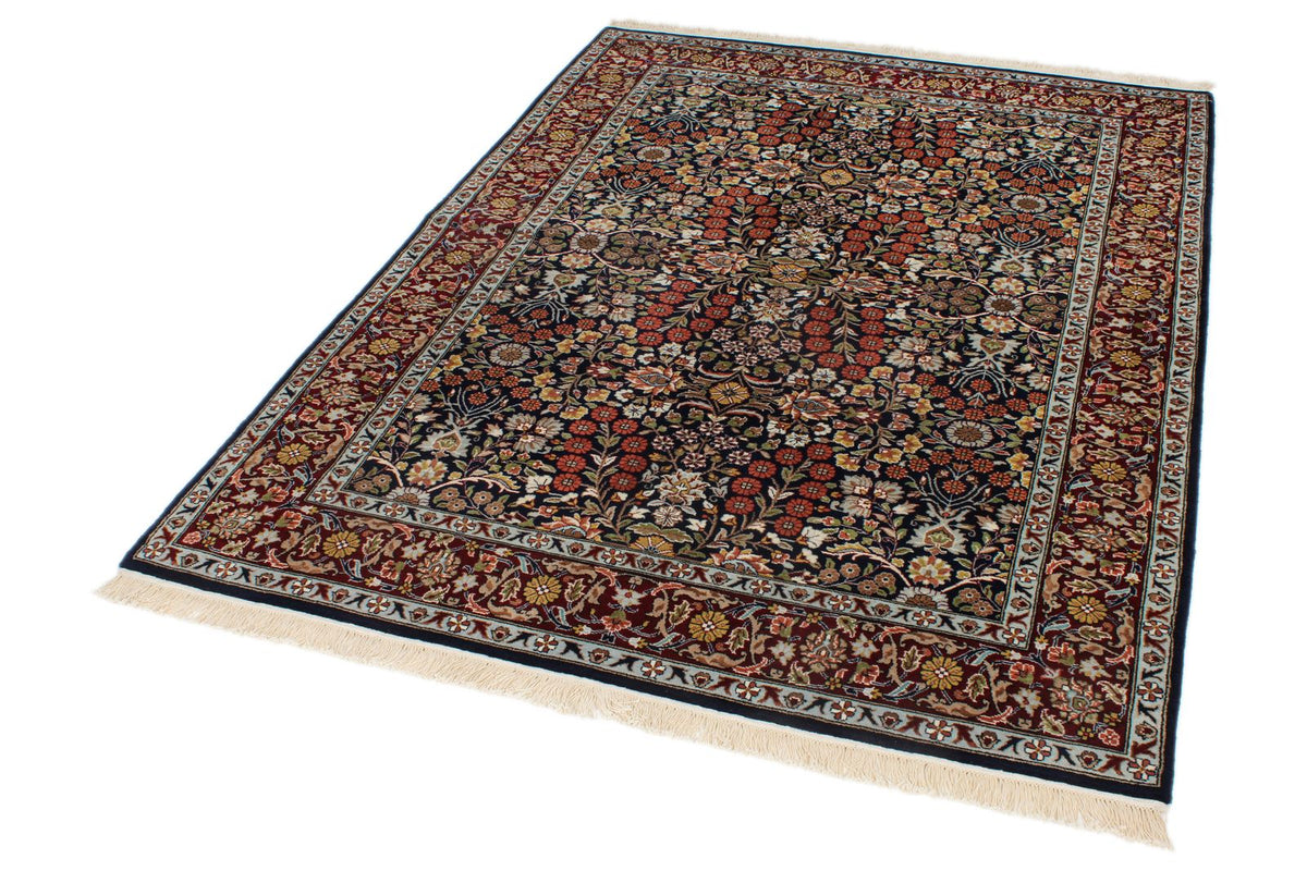 5x7 Navy and Burgundy Turkish Silk Rug