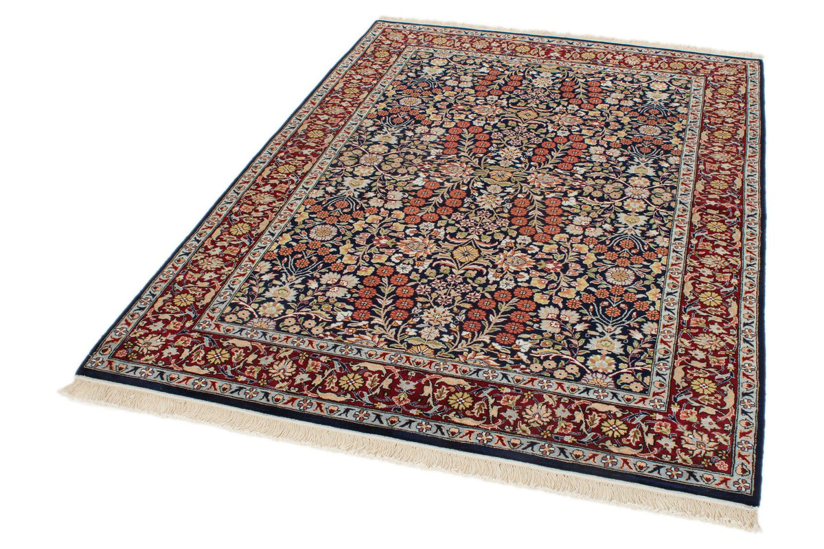 5x7 Navy and Burgundy Turkish Silk Rug