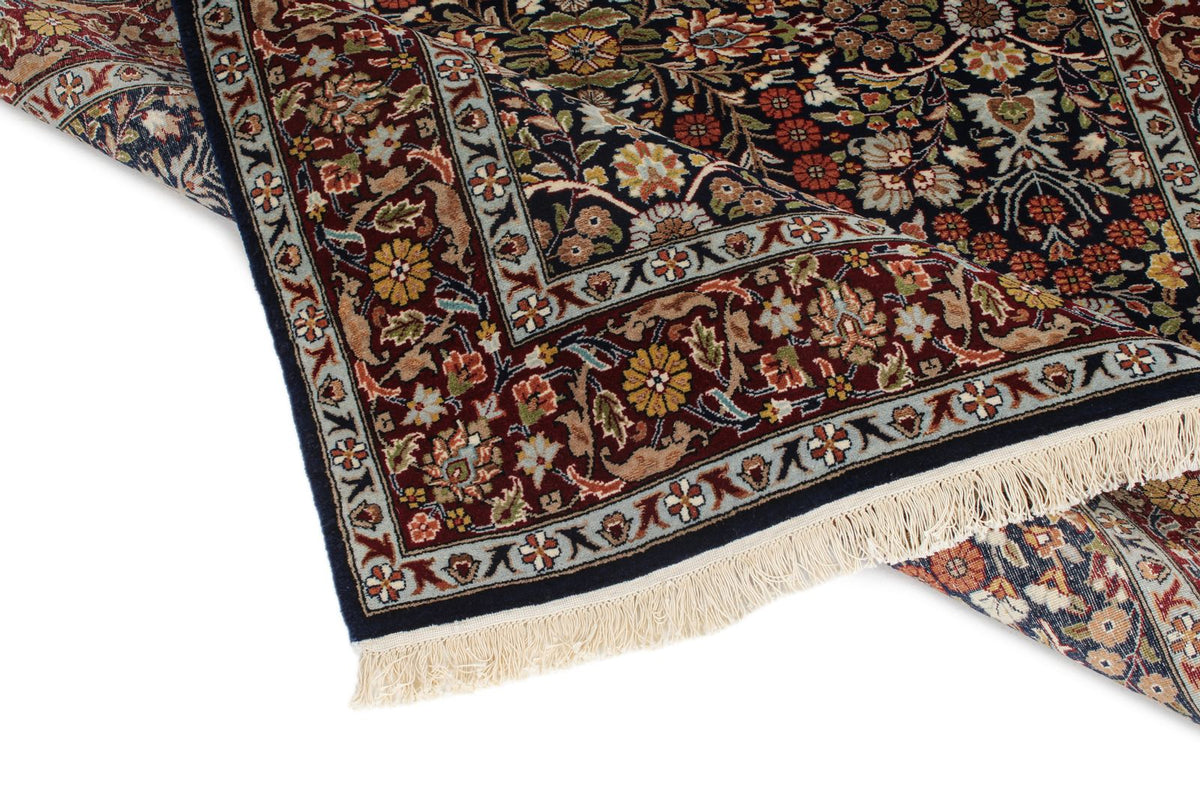5x7 Navy and Burgundy Turkish Silk Rug