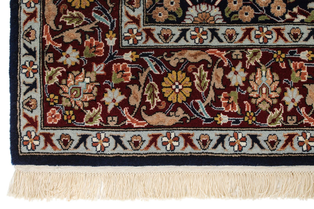 5x7 Navy and Burgundy Turkish Silk Rug