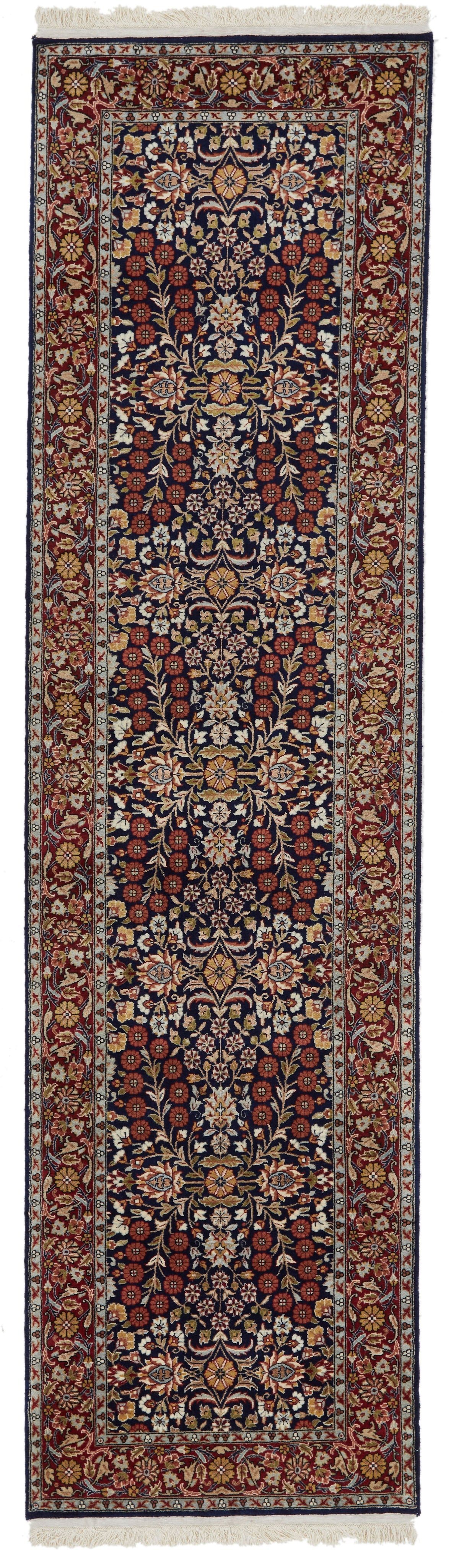 3x10 Navy and Red Turkish Silk Runner