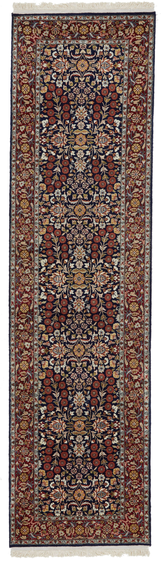 3x10 Navy and Red Turkish Silk Runner