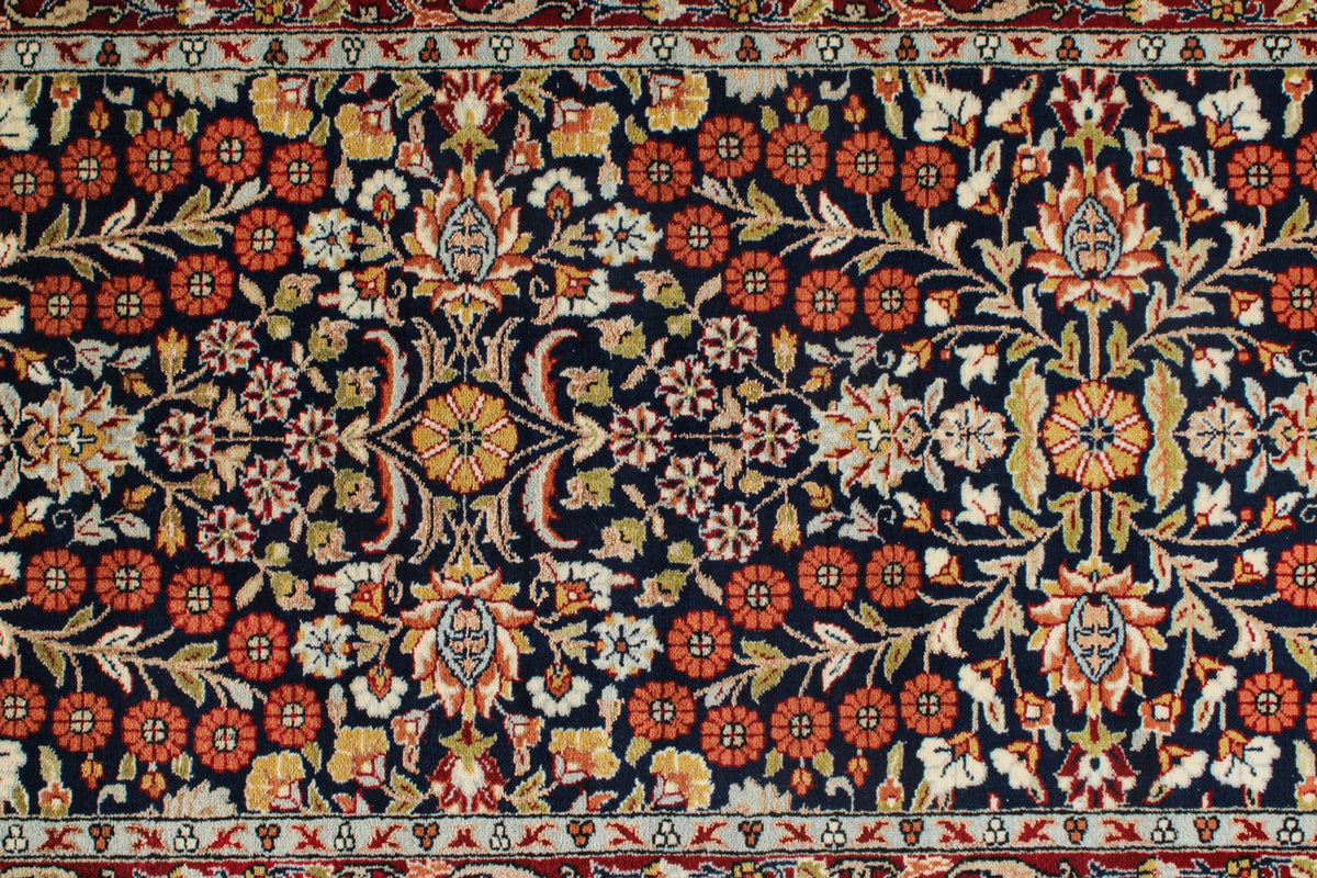3x10 Navy and Red Turkish Silk Runner