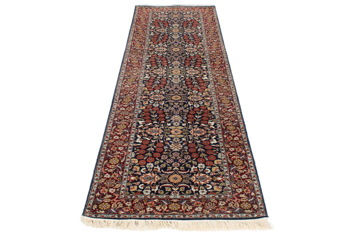 3x10 Navy and Red Turkish Silk Runner