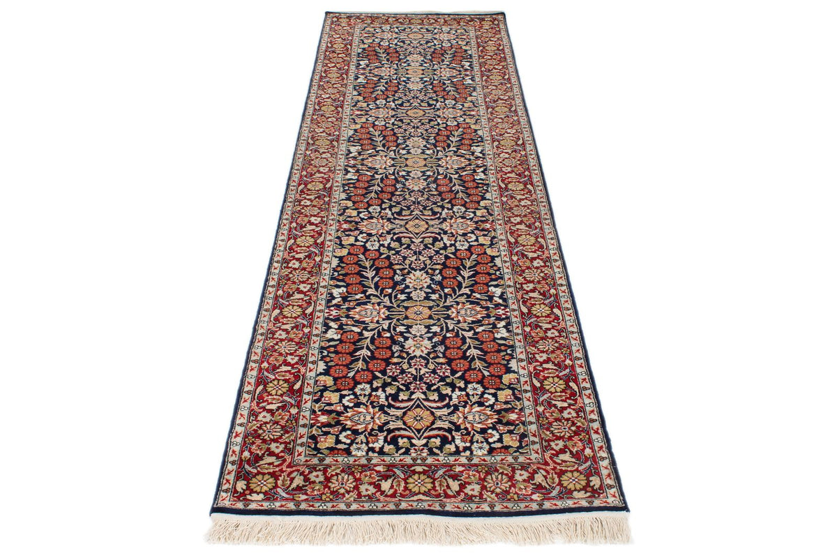 3x10 Navy and Red Turkish Silk Runner