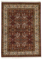 6x8 Red and IvoryTurkish Silk Rug